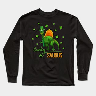 Lucky Saurus FUNNY Dinosaur Saints Patrick's Day Long Sleeve T-Shirt